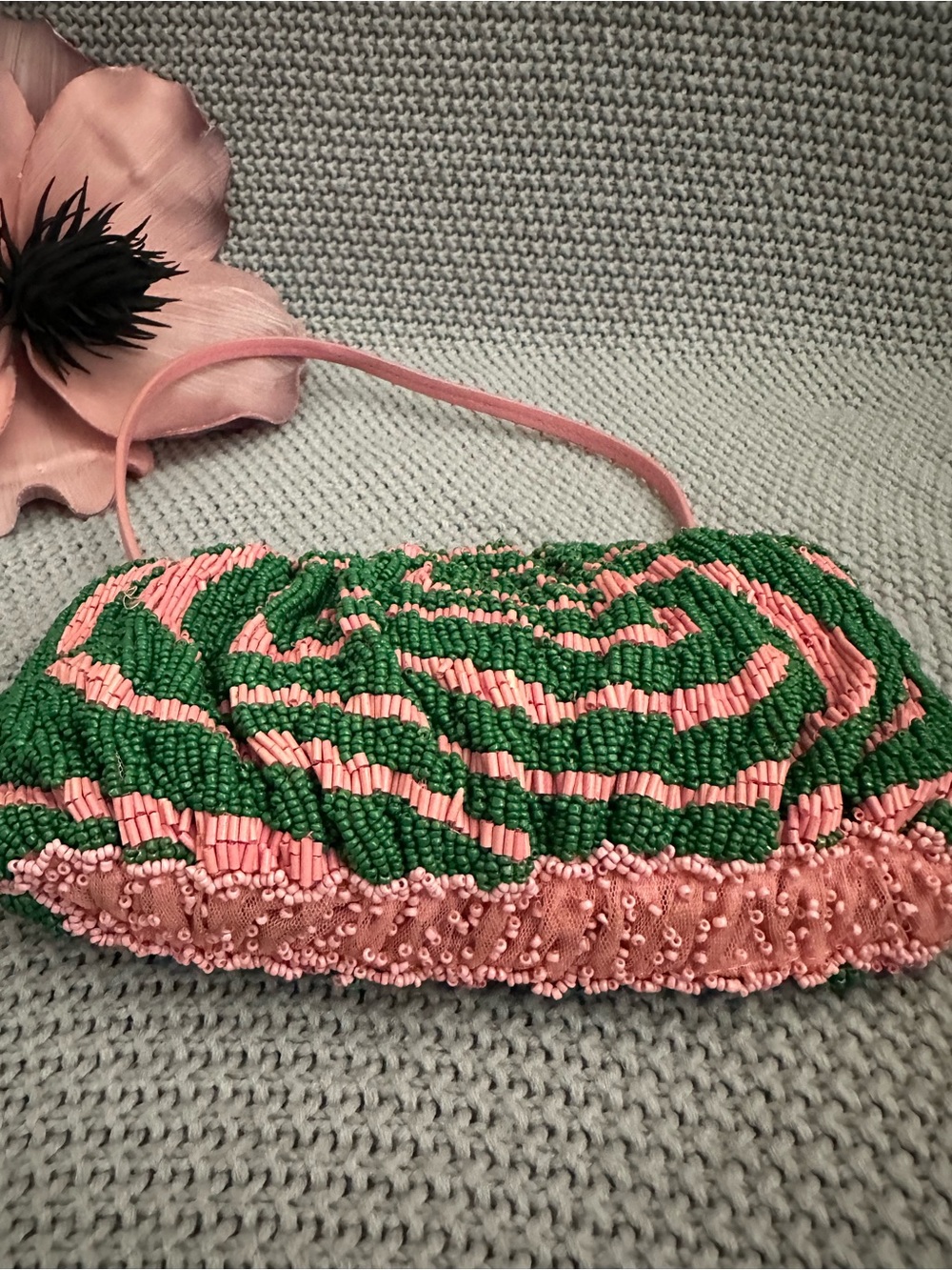 Staud Beaded Bean Emerald Quartz Acid Swirl Clutch Mini Bag - Picture 8 of 15